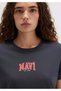 M1613412 Logo Printed T-Shirt T-Shirt Women's T-Shirt Gray - 6