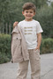 Boy's Gabardine Fabric 3 Piece Set / T-Shirt, Jacket, Pants Set - 4