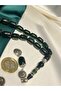 Dark Green Crimped Amber Rosary - 7