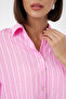 Women's Striped Oversize Short Shirt 20326 - Pink - 4