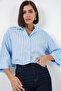 Women's Striped Oversize Short Shirt 20326 - Blue - 4