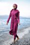 Parachute 3-Piece Zippered Plum Full Covered Hijab Swimsuit M2029 - 3
