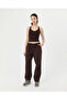 بنطلون نسائي مريح بخصر مطاطي ولون بني - قطن عضوي، خفيف ومسامي للهواء - 5