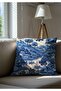 Delftware Punch Embroidery Patterned Digital Print Blue Decorative 2-Piece Set of Cushion Cover Pastoral Landscape - 2