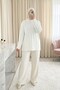 Half-Throat Stripe Patterned Soft Knitwear Sweater -White - 2