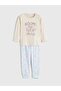 Beige Printed Girls' Pajama Set (S6)