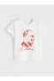 Red Crew Neck Ataturk Printed Girls' T-Shirt (S6)
