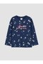 Navy Blue Printed Girls' T-Shirt and Leggings (S6) - 2