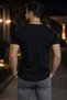 Men's Oval Collar T-Shirt Open Collar Lycra Slim Fit T-shirt Black Vr046 - 3