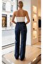 Peri High Waist Navy Blue Extra High Waist Jean Lycra Soft Palazzo - 2