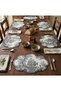 2-Person Bulut, Embroidered French Countryman 4-Piece Service Set (2 Placemat +2 Service Napkins) - 3