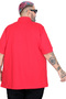 Oversize Men's Tshirt Polo Neck Embroidered Classic Pique 20553 Red - 5