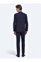 بدلة صديقة للبيئة ذات مقاس عصري مخططة باللون الأزرق الداكن - 6