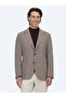 Light Brown Patterned Modern Fit Wool Blend Jacket