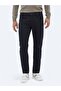 Navy Blue Woven Slim Fit Casual Cotton Blend Trousers - 2