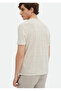 Beige Striped Crew Neck 100% Linen T-Shirt - 4