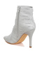 Women Satin Rhinestone Ankle Party Boots in Silver - 3