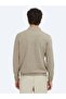 سترة تريكو محبوكة سادة بياقة بولو باللون البيج - 5