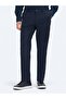 Navy Blue Woven Jogging Fit Casual Cotton Blend Trousers - 2