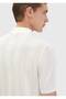 Ecru Polo Neck Jacquard Linen Blended Cardigan - 5