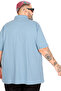 Mode XL Oversize Men's T-shirt Polo Neck Embroidered Classic Pique 20553 Blue - 6
