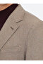 Light Brown Patterned Modern Fit Wool Blend Jacket - 4