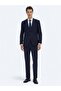Navy Blue Striped Modern Fit Wool Blend Suit - 2