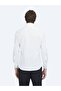 White Plain Slim Fit Double Cuff Turtle Collar Tuxedo Shirt - 5