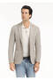 Beige Patterned Shirt Shoulder Slim Fit Cotton Blend Knitted Jacket - 3
