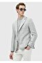 Light Gray Checkered Shirt Shoulder Slim Fit Wool Blended Jacket