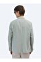 سترة من مزيج القطن بقصة مريحة ومستقيمة باللون الأخضر النيلي - 7