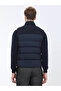 Navy Blue Regular Fit Stand Collar Casual Woven Sports Vest - 4