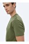 Khaki Plain Crew Neck Cotton Blend T-Shirt - 2