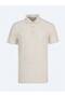 Ecru Jacquard Polo Neck Cotton Blend T-Shirt - 6