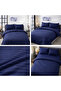 Striped Cotton Satin Navy Blue Hotel Series Double Duvet Cover Set with Elastic Sheets - 4