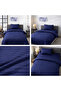 Striped Cotton Satin Navy Blue Hotel Series Single Duvet Cover Set with Elastic Sheets - 4