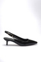 Women's Black Wrinkled Patent Leather Metal Toe Detail 3 Centimeter Heel - 3