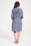 Cotton Short Hooded Muslin Women's Bathrobe Anthracite - 7