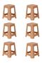 Sturdy Plastic Star Rattan Large Stool (6 PCS) Teak
