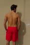 Men's Red Solid Color Two Side Pockets Medium Size Swimsuit Sea Shorts - 5
