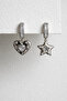 Steel Silver Stone Archie Star and Heart Icon Earrings - Does Not Tarnish