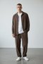 Men's Brown Striped Oversized Shirt-Pants Set