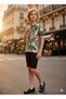 Boy's Patterned Shirt Black Denim Shorts Set of 2 - 3