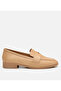 Women's Leather Beige Logo Detailed Loafer