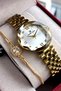 100% Original Women's Wristwatch Bracelet Gift Gold Color Waterproof Stainless Steel Band - 7