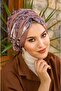 Mink Navy Blue Patterned Buckle Bonnet - 2