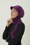 Velvet Hat with Scarf and Buckle Detail Purple Ready-To-Wear Turban Hijab Bonnet Suitable for Medical Use - 5