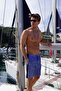 Men's Digital Printed Long Sea Shorts C1132 Navy Blue - 3