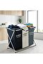 Laundry Basket Cloth Hamper Sorter Basket Foldable 3 Sections with Aluminum Frame - 2