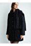 Women's Shirt Collar Shawl Detailed Curly Bearded Lined Cashmere Coat D99747 - 4